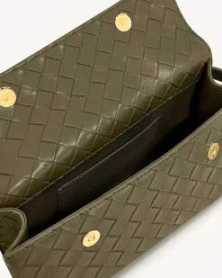 Keyla Weave Texture Top Handle Bag - Olive Green