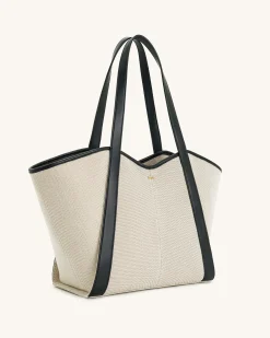 Kiana Large Capacity Tote Bag - Black Canvas