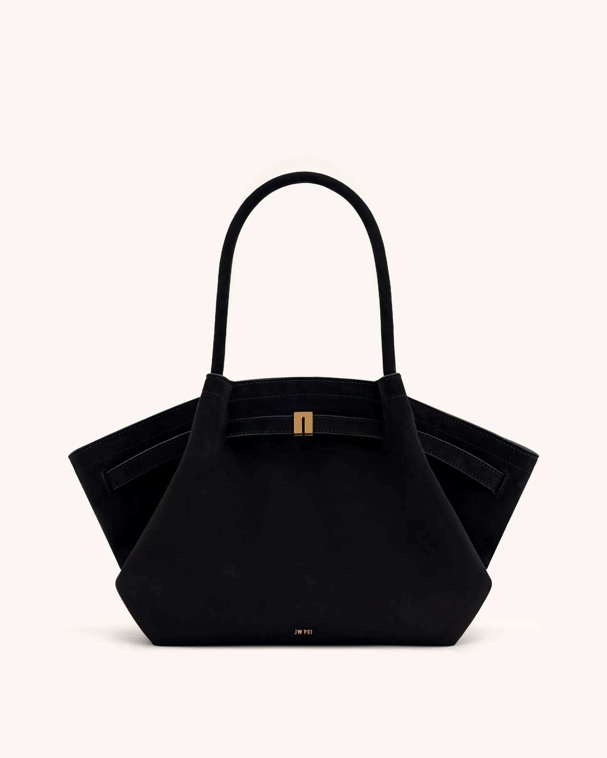 Large Tote Bag Black Faux Suede Women bag - JW PEI Hana