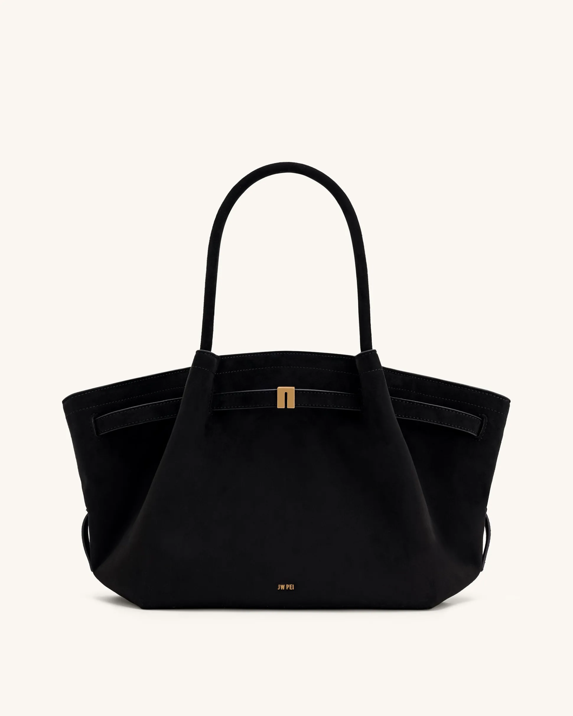 Large Tote Bag Black Faux Suede Women bag - JW PEI Hana