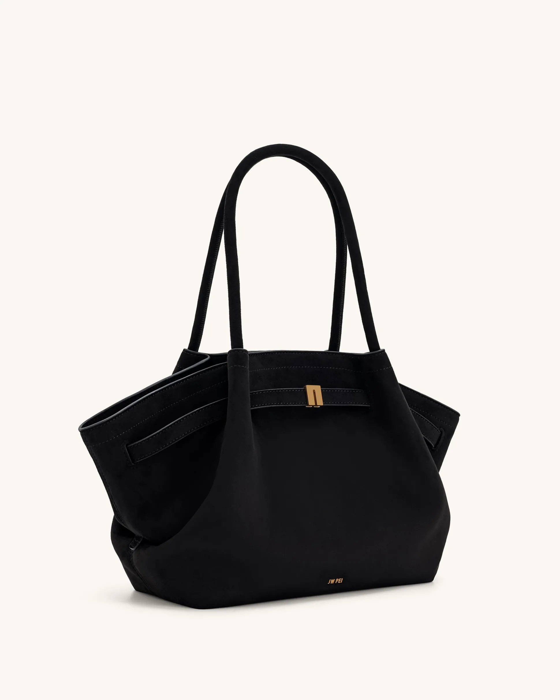 Large Tote Bag Black Faux Suede Women bag - JW PEI Hana