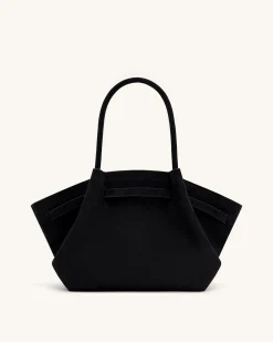 Large Tote Bag Black Faux Suede Women bag - JW PEI Hana