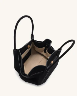 Large Tote Bag Black Faux Suede Women bag - JW PEI Hana