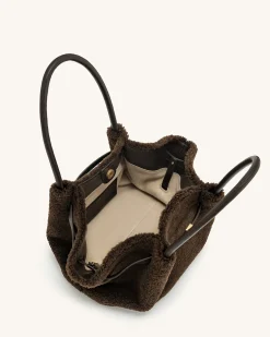 Large Tote Bag Black Faux Suede Women bag - JW PEI Hana