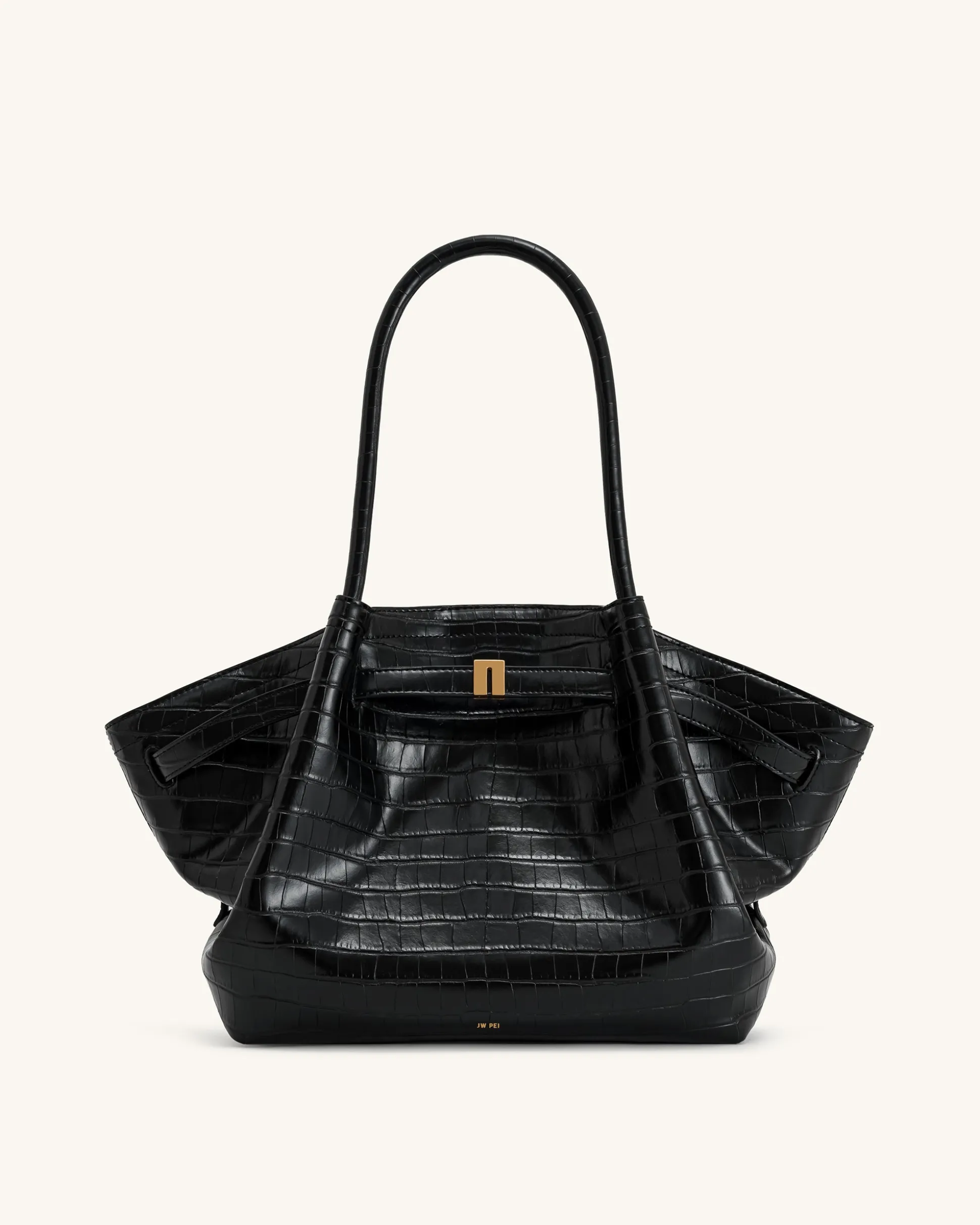 Large Tote Bag Black Faux Suede Women bag - JW PEI Hana