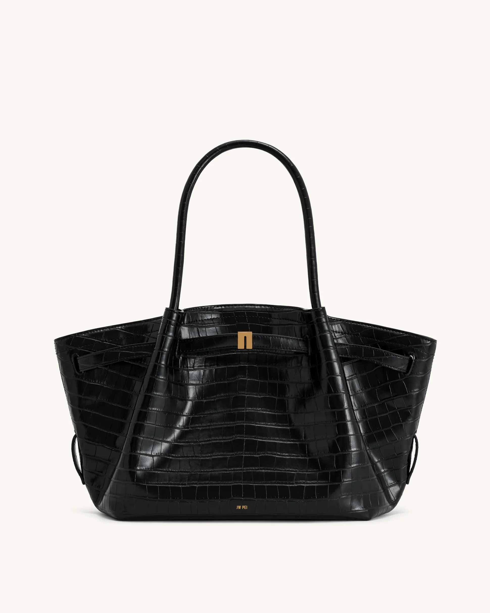 Large Tote Bag Black Faux Suede Women bag - JW PEI Hana