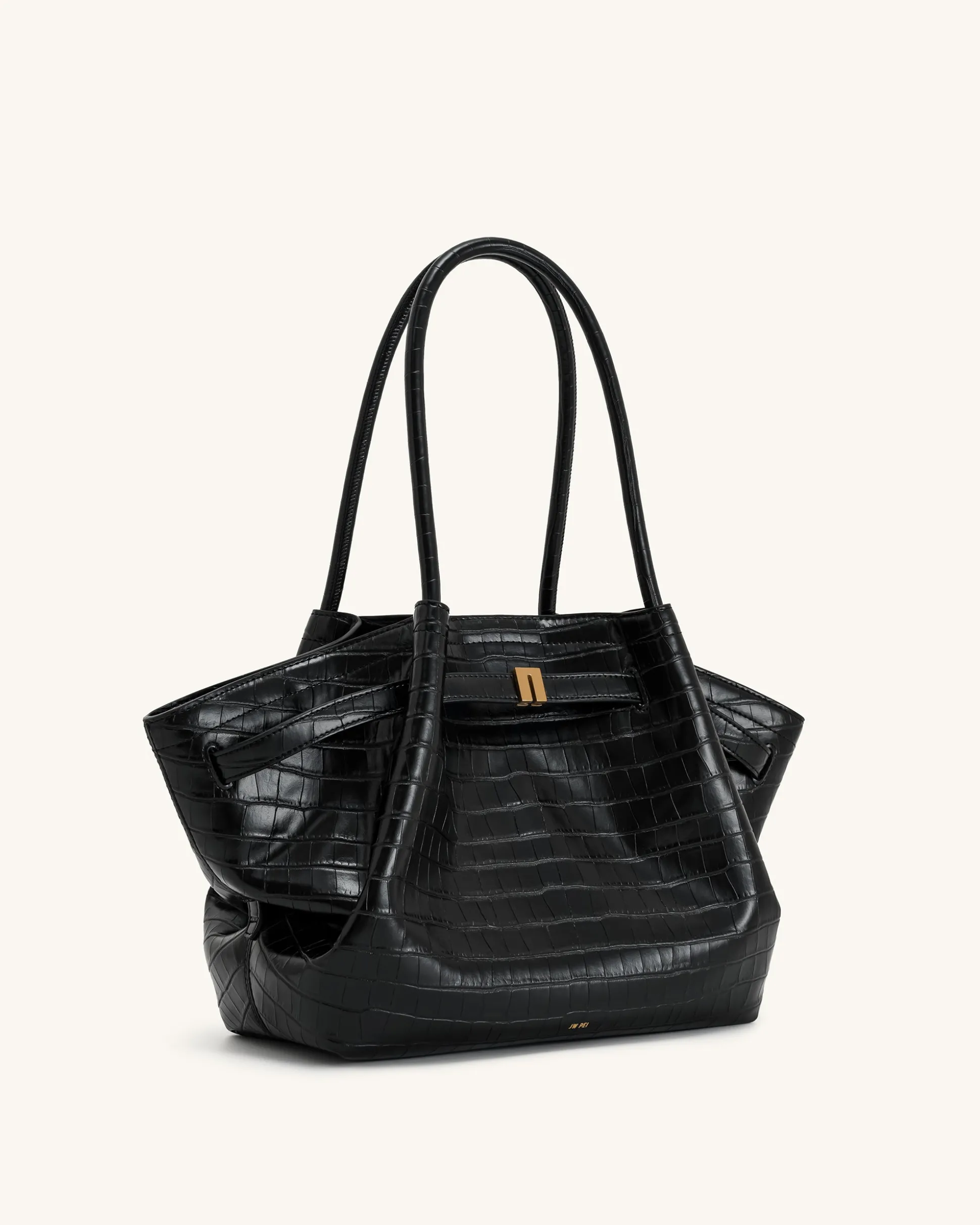 Large Tote Bag Black Faux Suede Women bag - JW PEI Hana