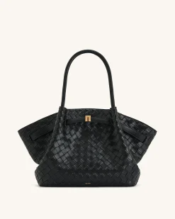 Large Tote Bag Black Faux Suede Women bag - JW PEI Hana