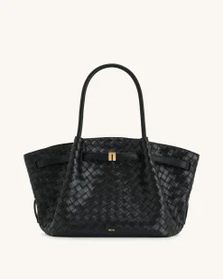 Large Tote Bag Black Faux Suede Women bag - JW PEI Hana
