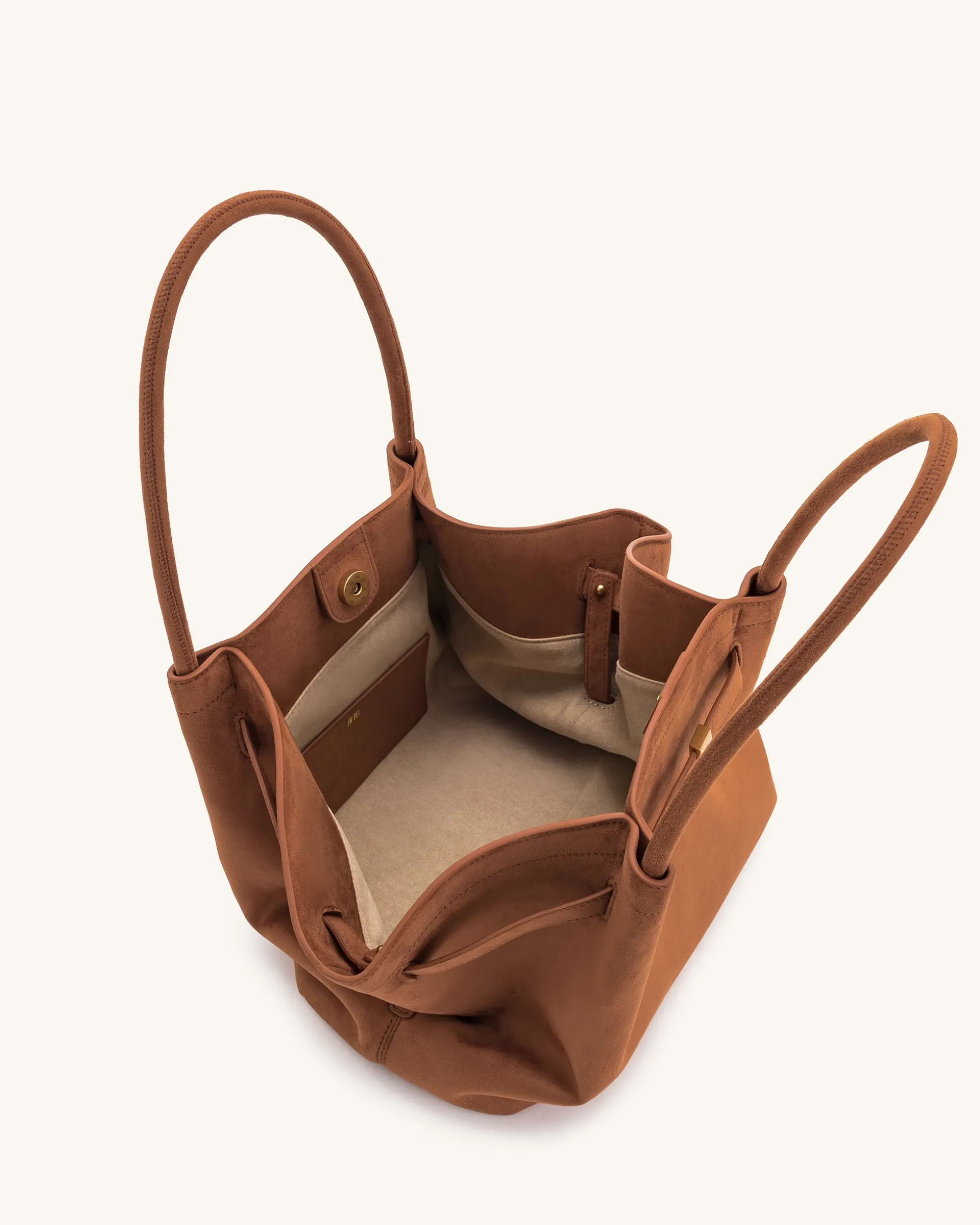 Large Tote Bag Brown Faux Suede Women bag - JW PEI Hana