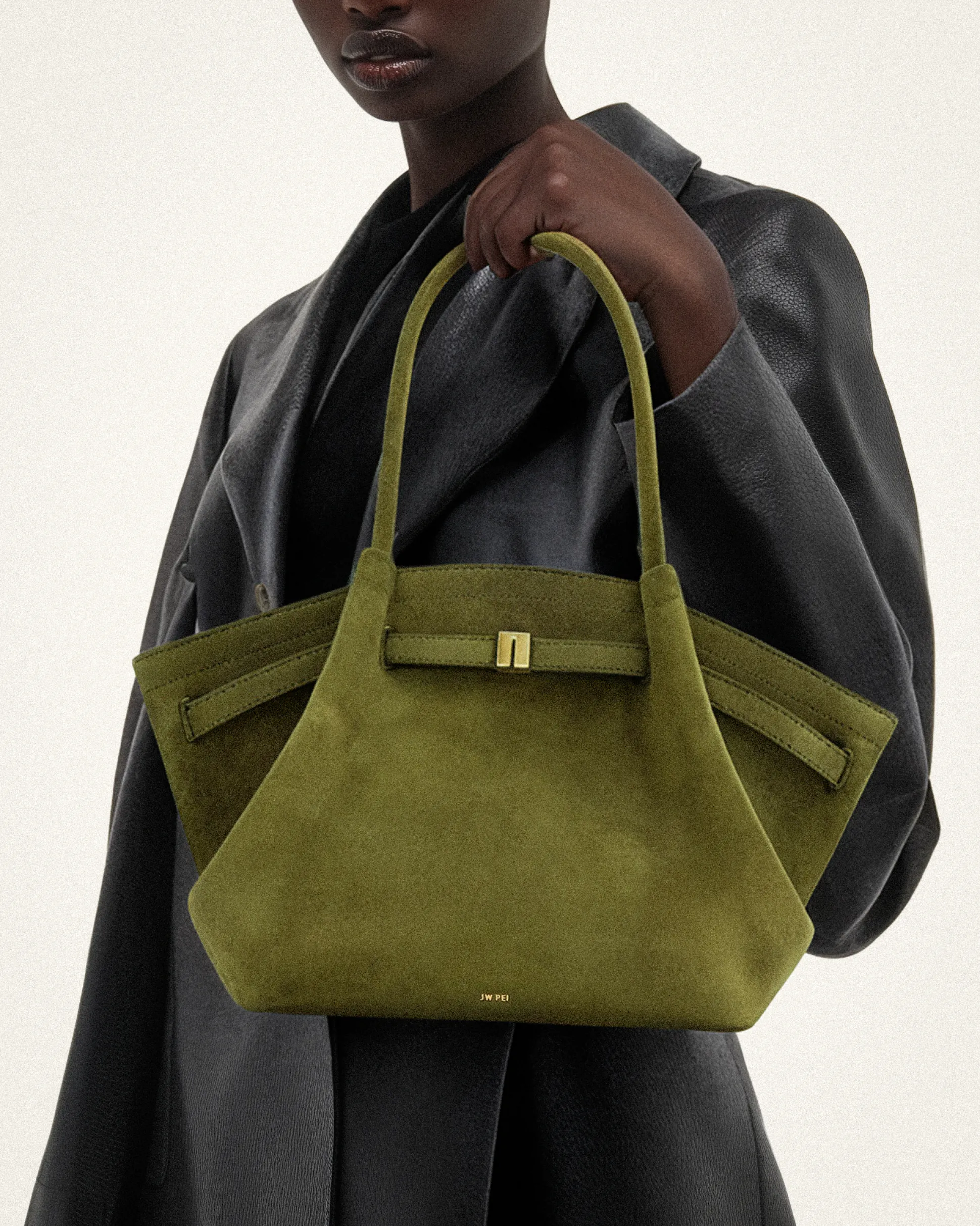 Large Tote Bag Green Faux Suede Women bag - JW PEI Hana