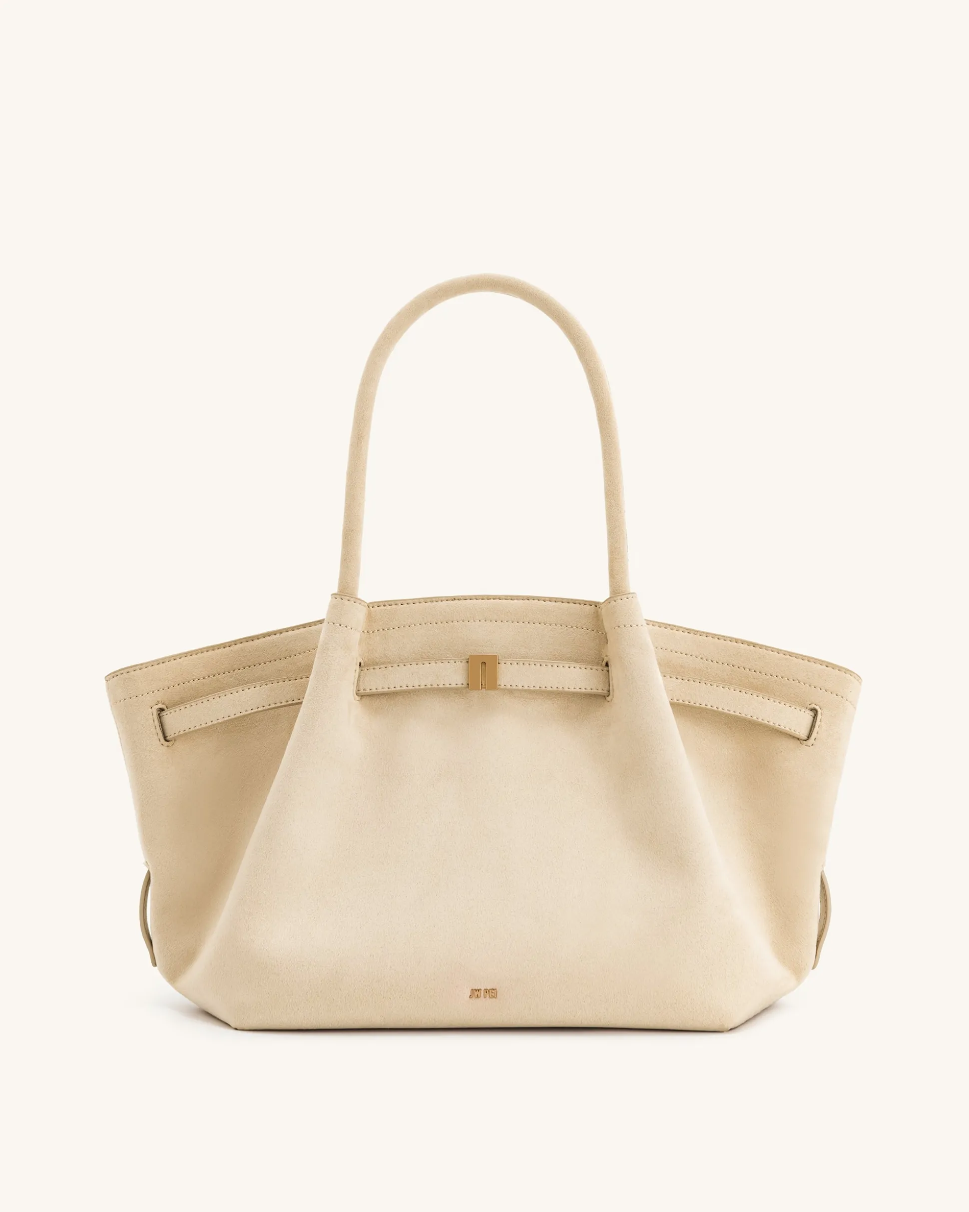 Large Tote Bag White Faux Suede Women bag Beige - JW PEI Hana