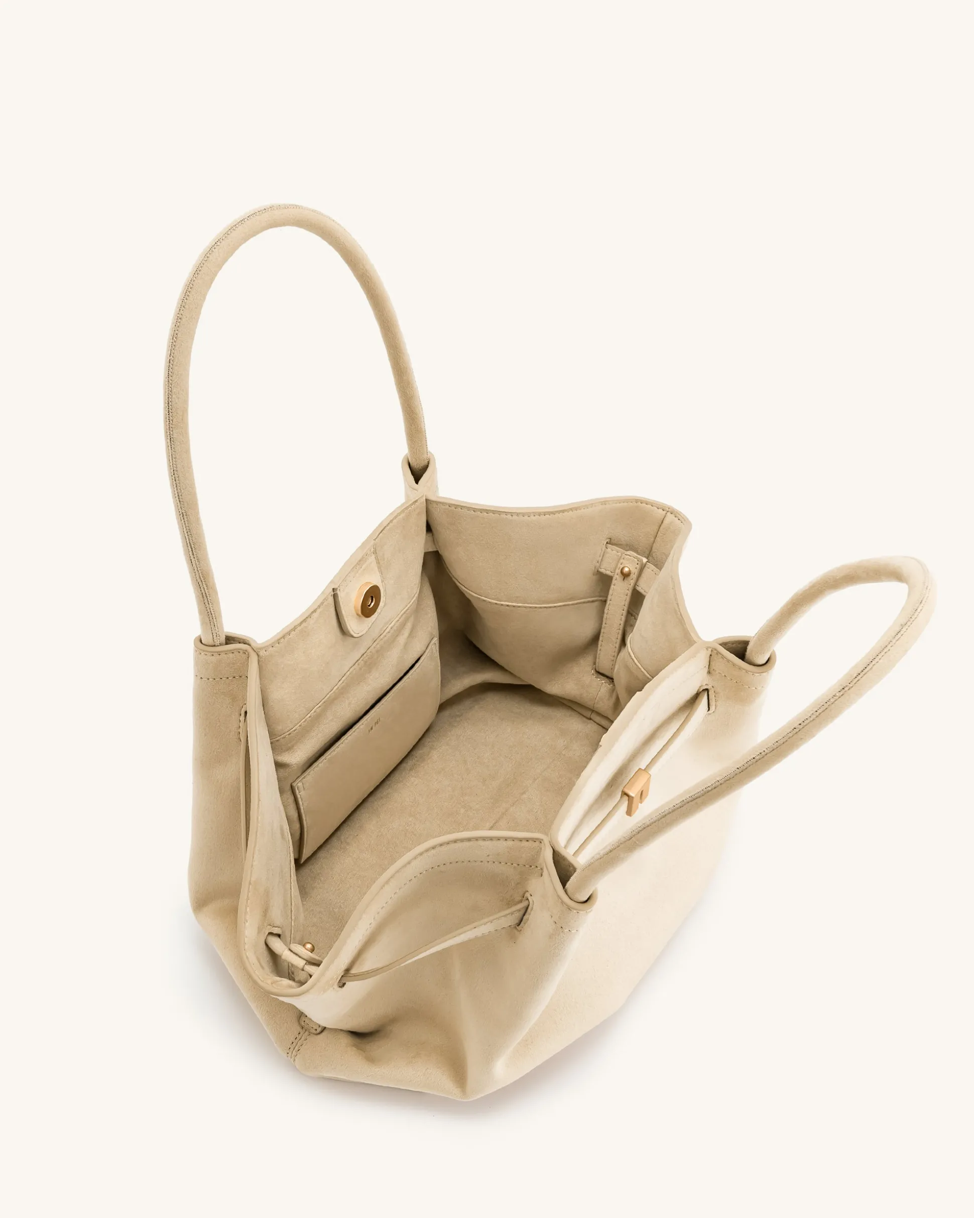 Large Tote Bag White Faux Suede Women bag Beige - JW PEI Hana