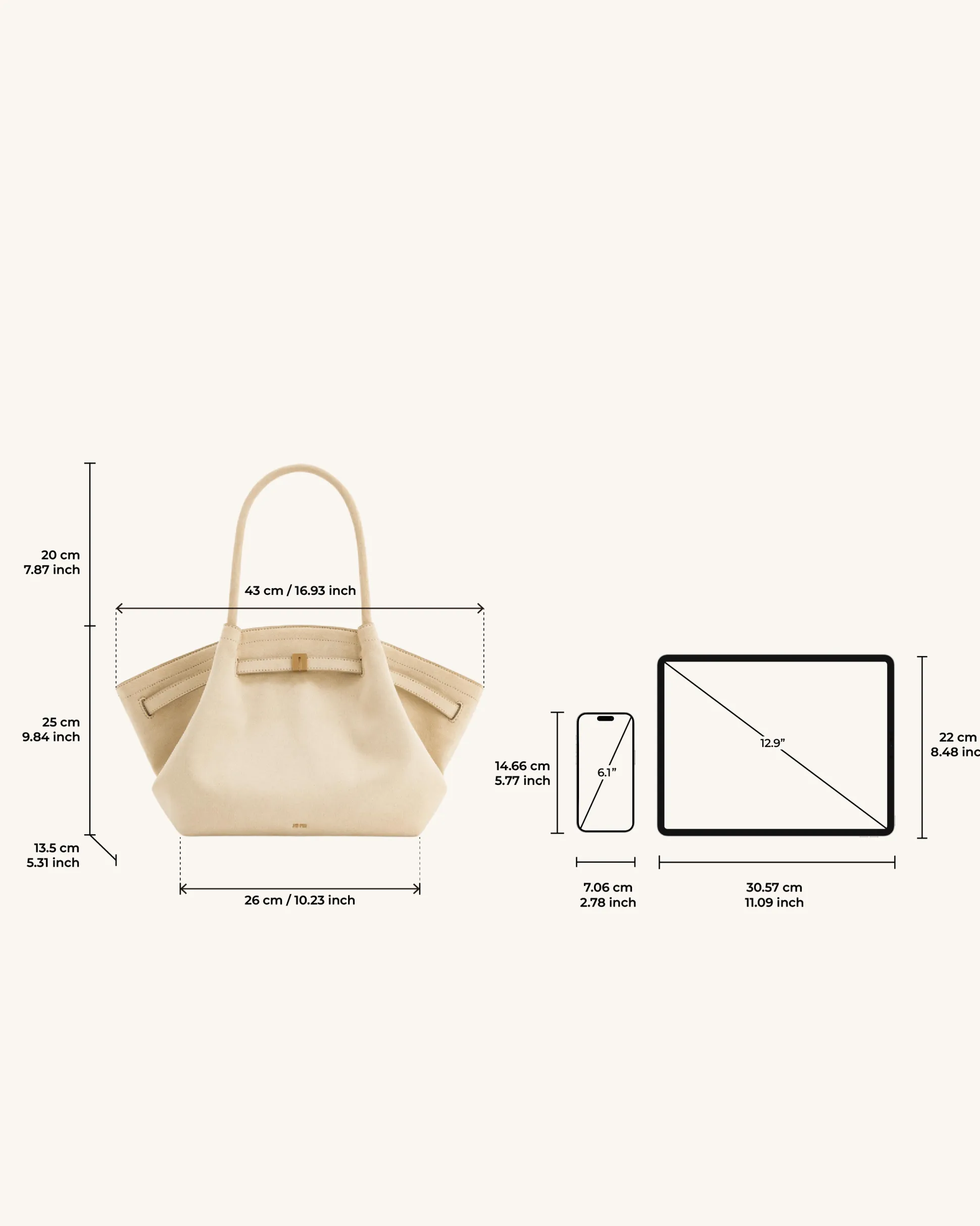 Large Tote Bag White Faux Suede Women bag Beige - JW PEI Hana