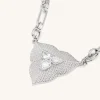 Leaf Pendant Necklace - 18ct White Gold Plated & White Zircon