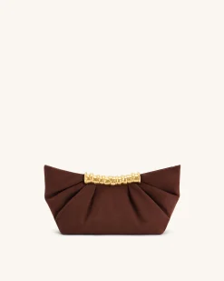 Leia Pleated Clutch - Dark Brown