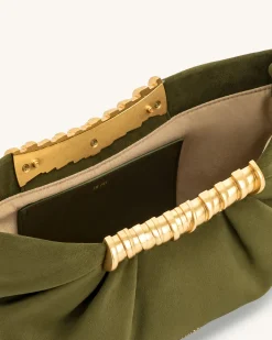 Leia Pleated Clutch - Dark Olive
