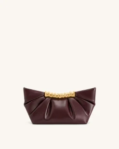 Leia Pleated Clutch - Deep Burgundy