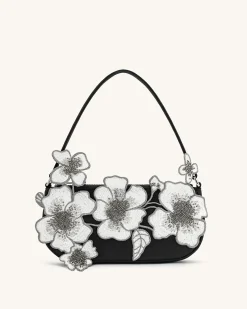 Leona Bead Embellished Shoulder Bag - Black