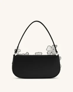 Leona Bead Embellished Shoulder Bag - Black