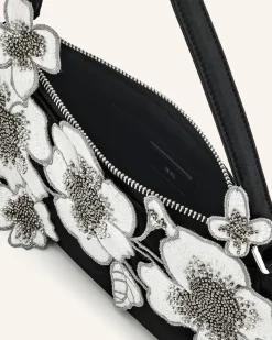 Leona Bead Embellished Shoulder Bag - Black