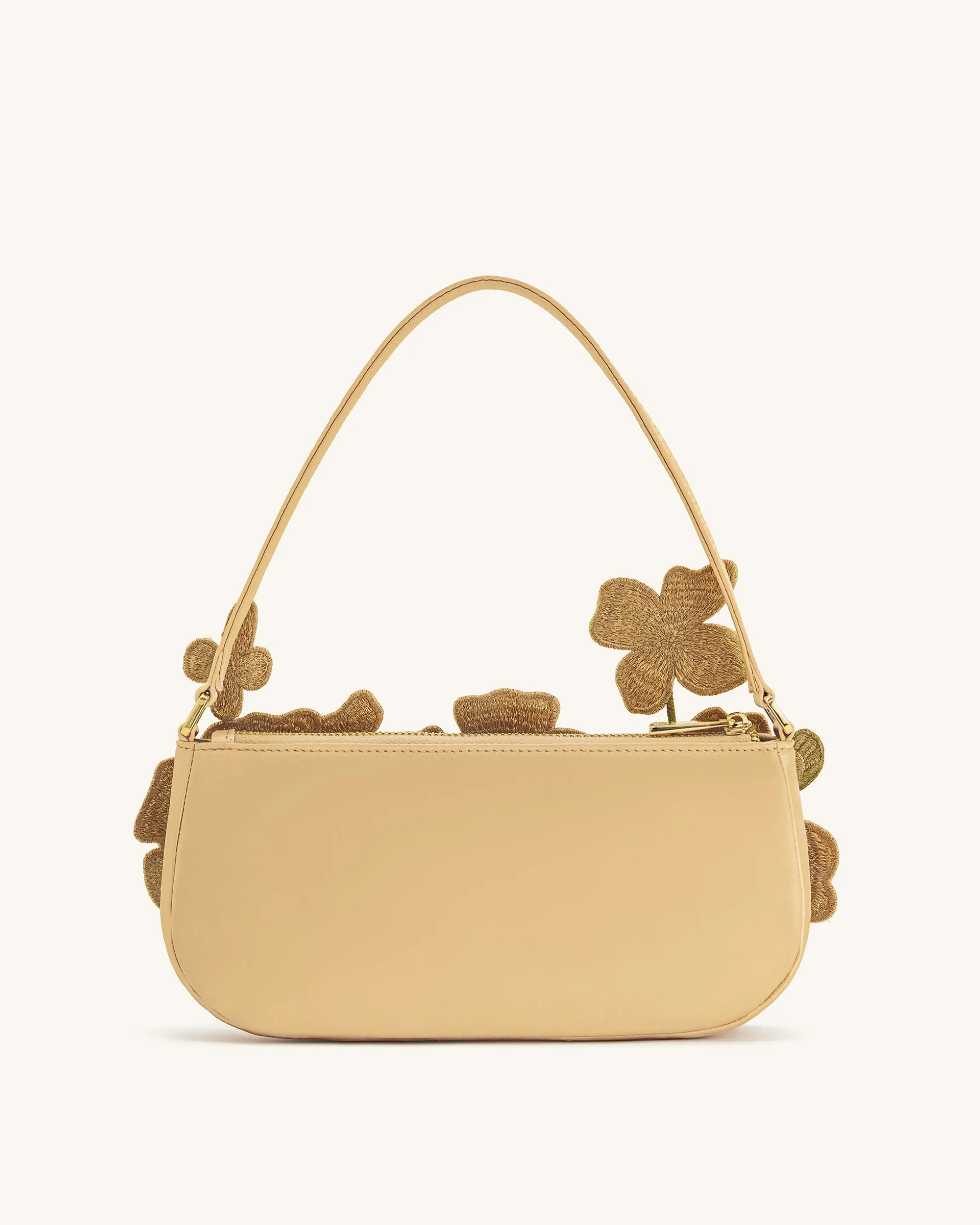 Leona Bead Embellished Shoulder Bag - Almond