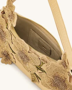 Leona Bead Embellished Shoulder Bag - Almond
