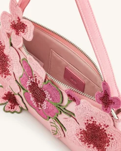 Leona Bead Embellished Shoulder Bag - Pink