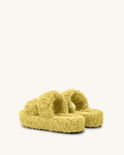 Lexi Faux Fur Platform Sandal - Yellow