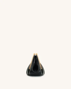 Lila Metal Frame Clutch - Black