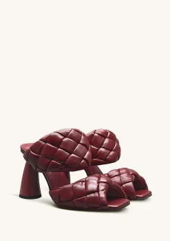 Lillian Weave Leather Heel Mules – Burgundy