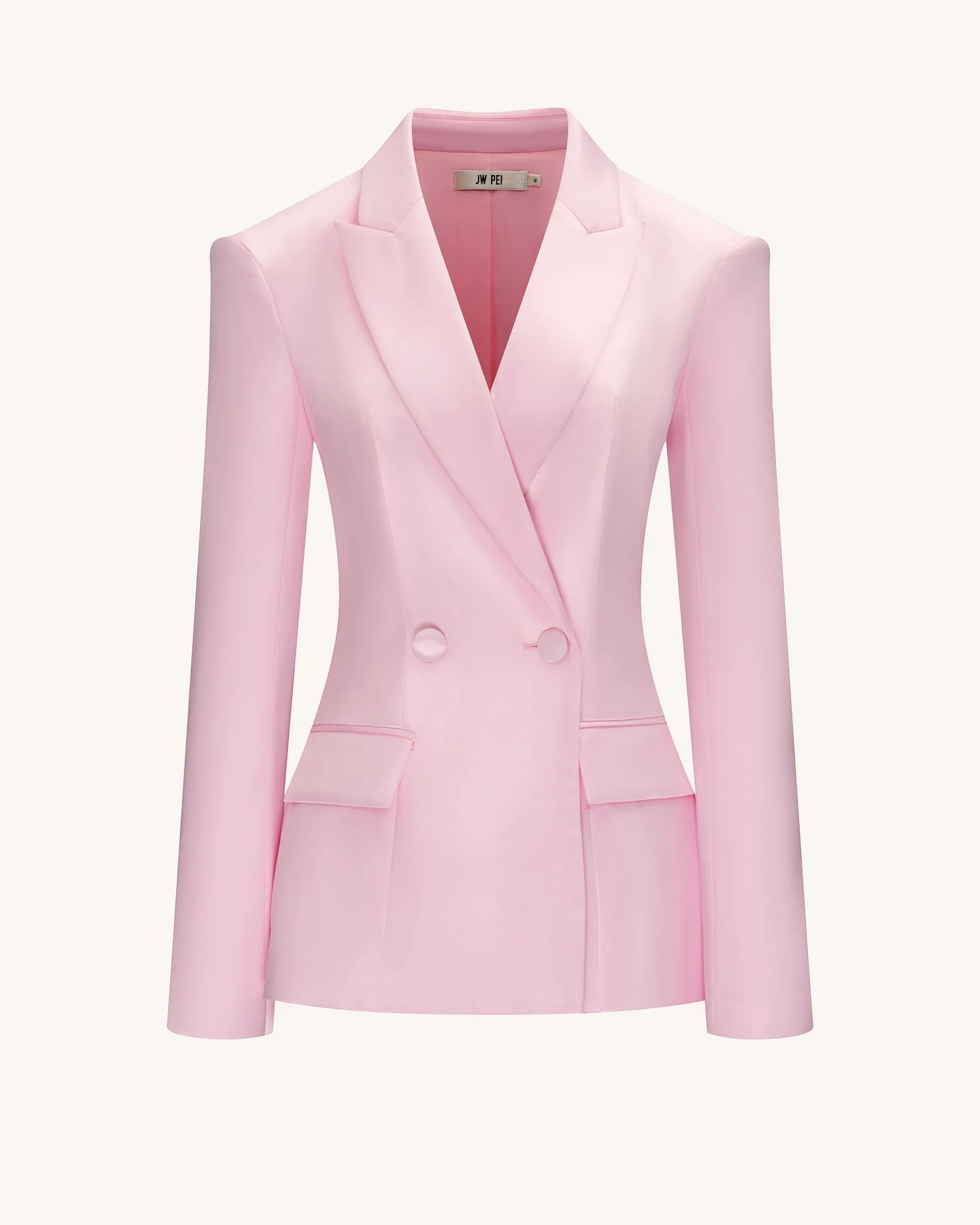 Lily Satin Double-Breasted Blazer Suit - Pink