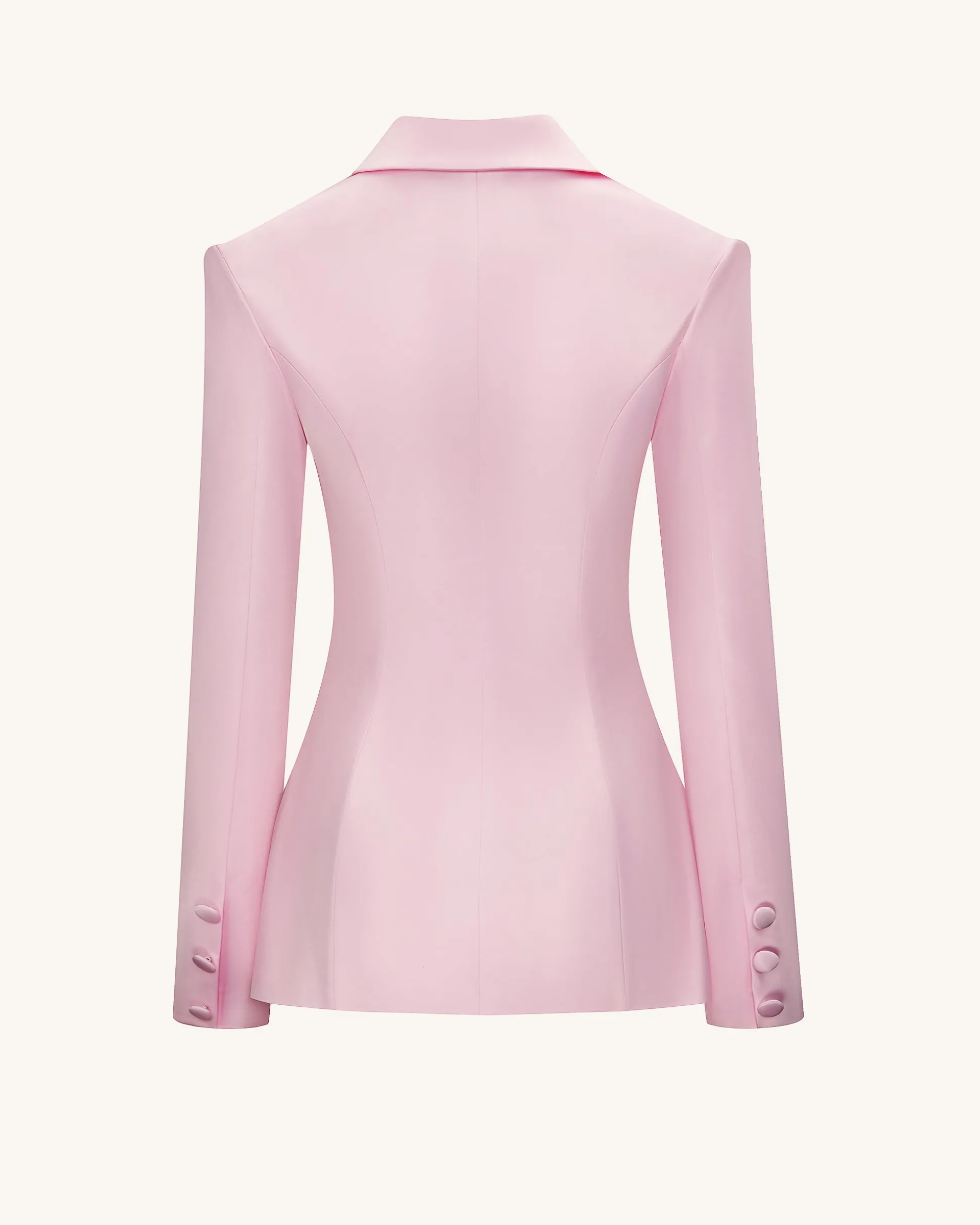 Lily Satin Double-Breasted Blazer Suit - Pink