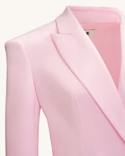 Lily Satin Double-Breasted Blazer Suit - Pink