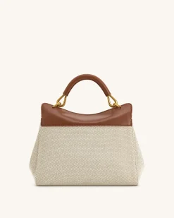 Lucia Classic Top Handbag - Brown Canvas