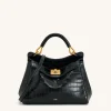 Lucia Classic Top Handbag - Black Croc