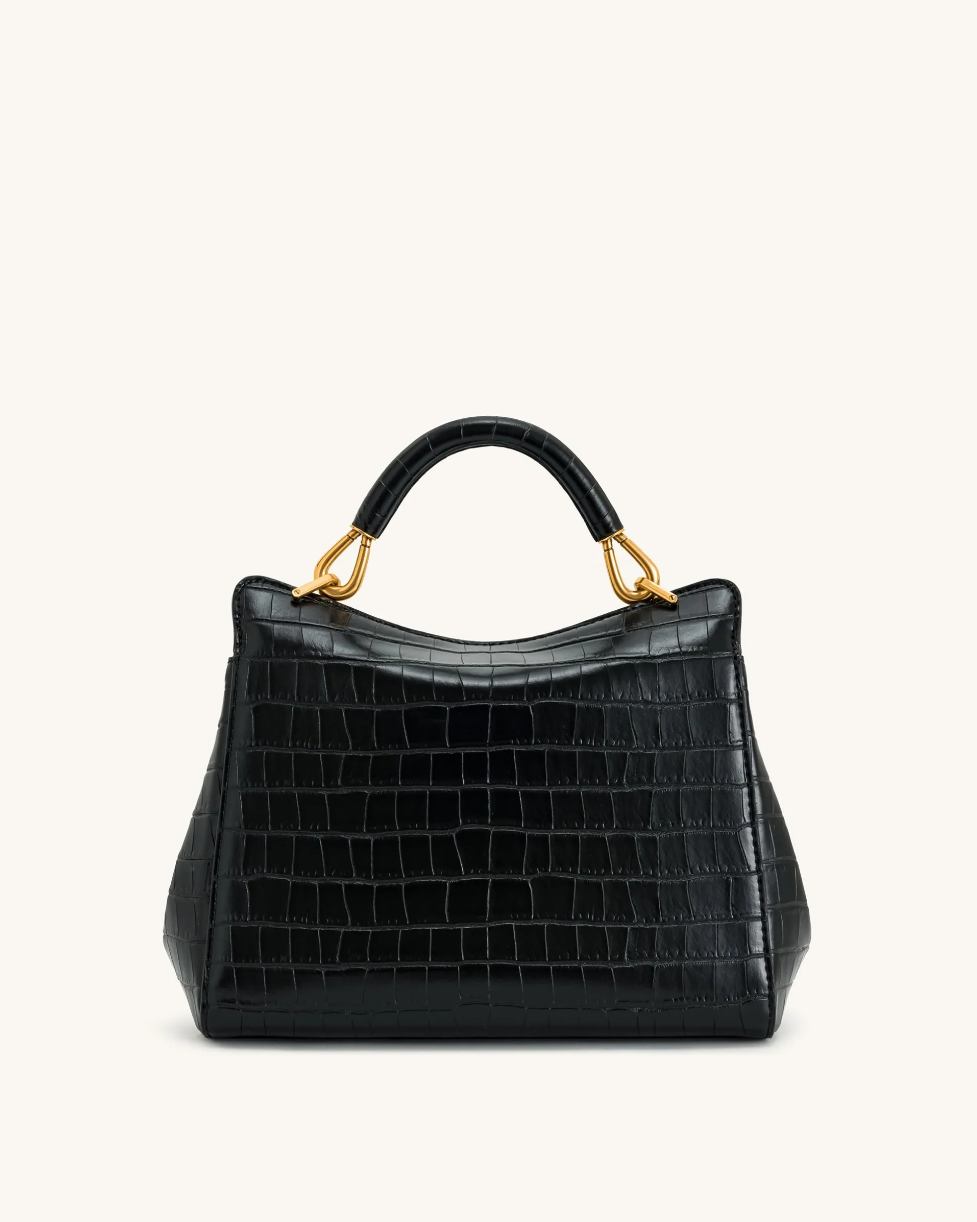 Lucia Classic Top Handbag - Black Croc