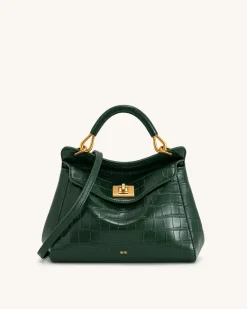 Lucia Classic Top Handbag - Green Croc