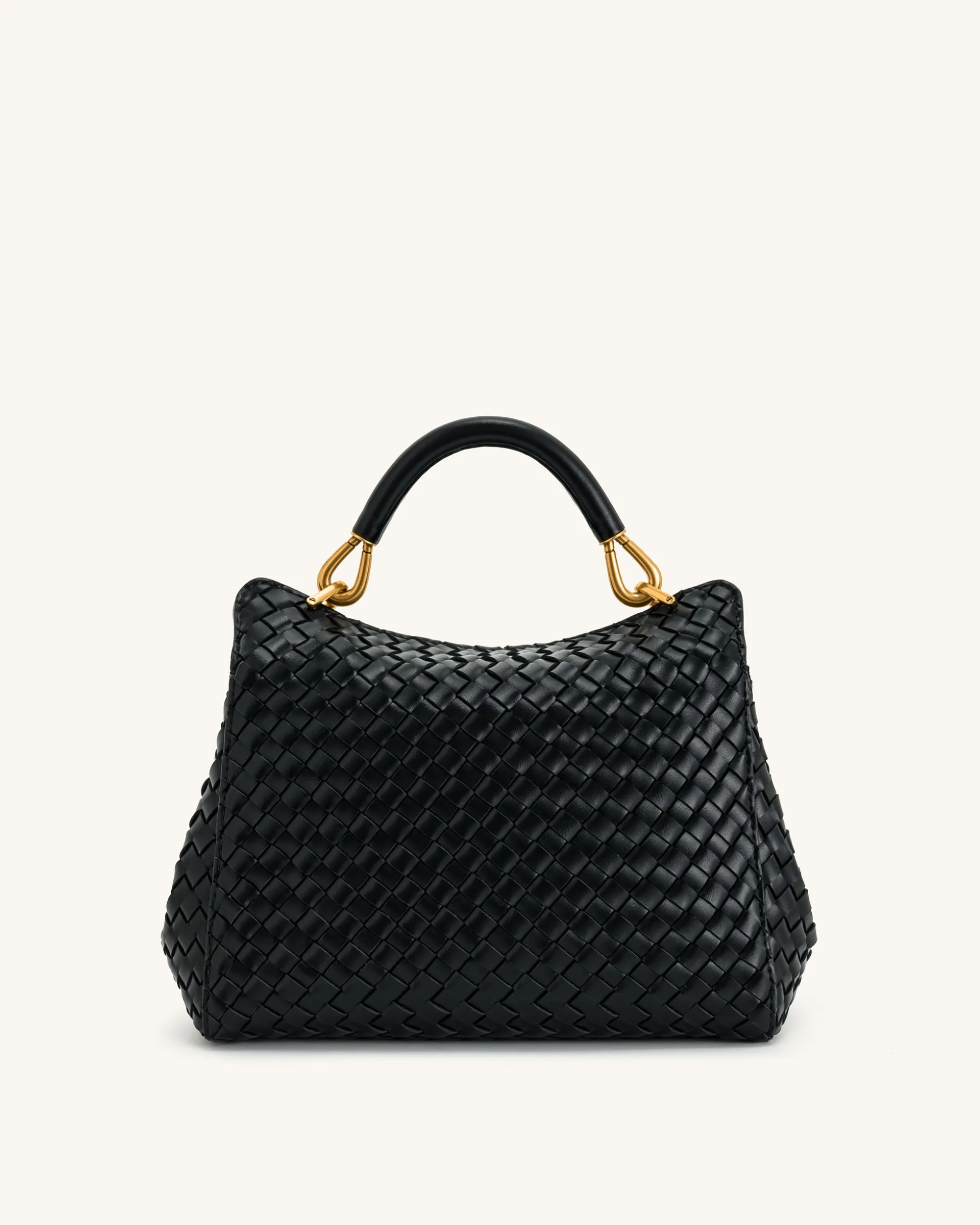 Lucia Classic Top Handle Woven Bag - Black