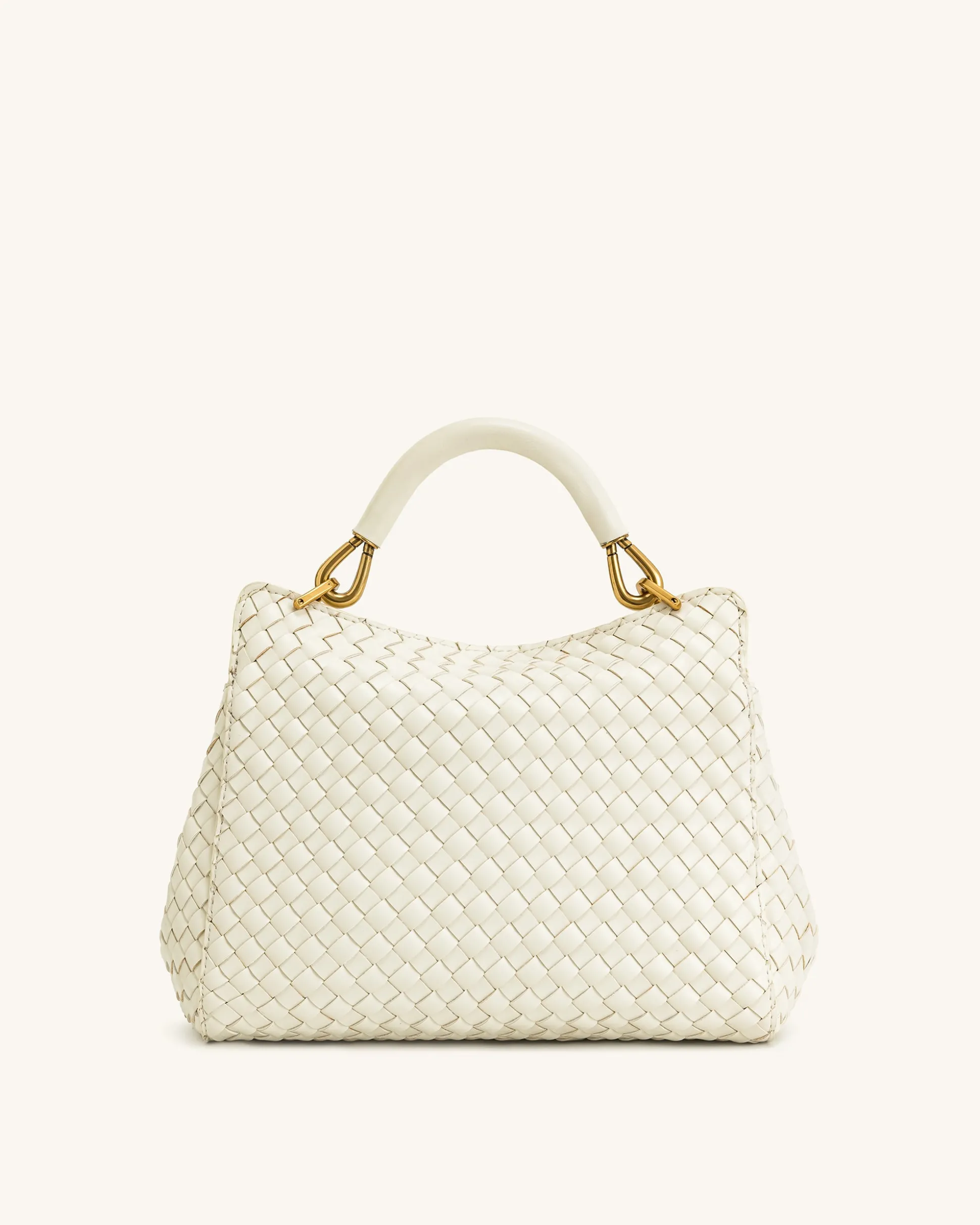 Lucia Classic Top Handle Woven Bag - White