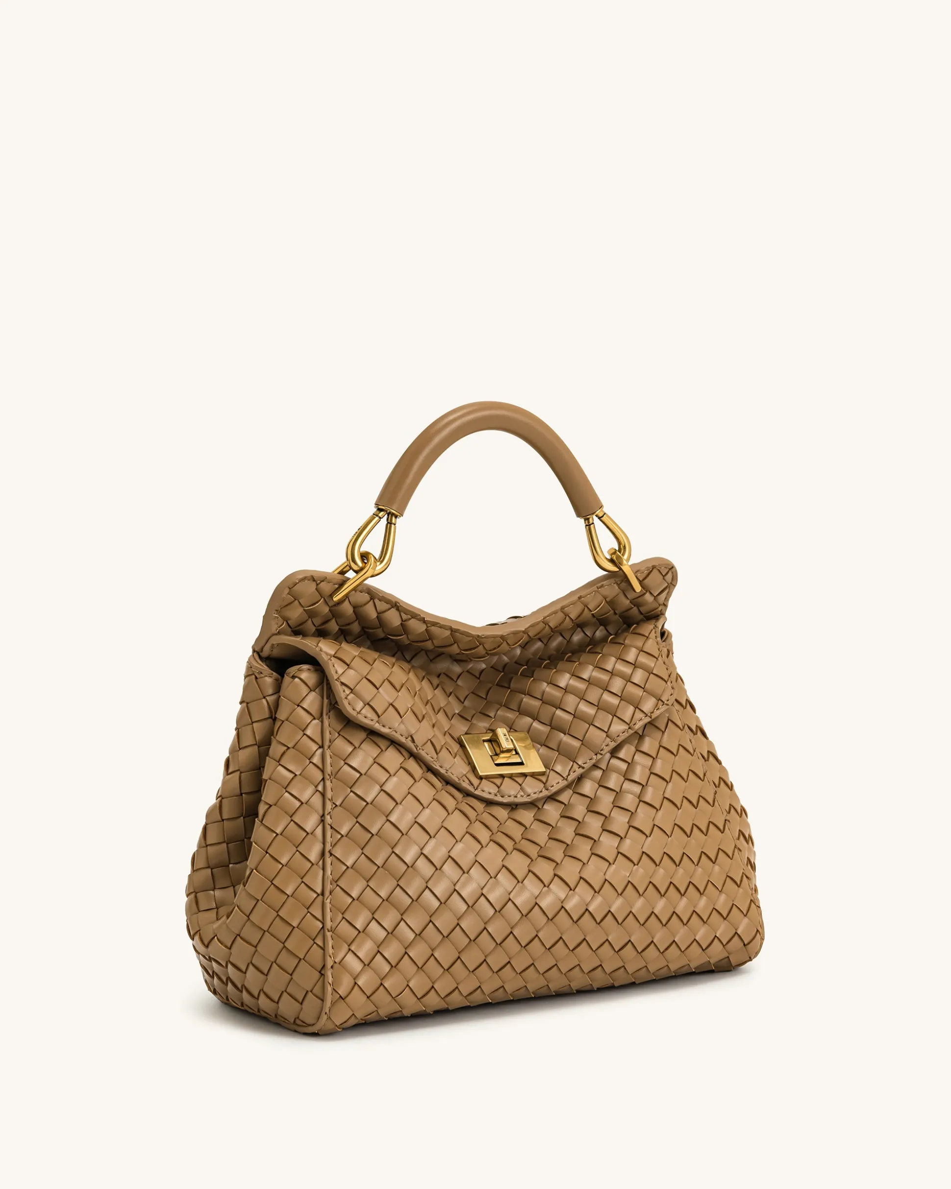 Lucia Classic Top Handle Woven Bag - Brown
