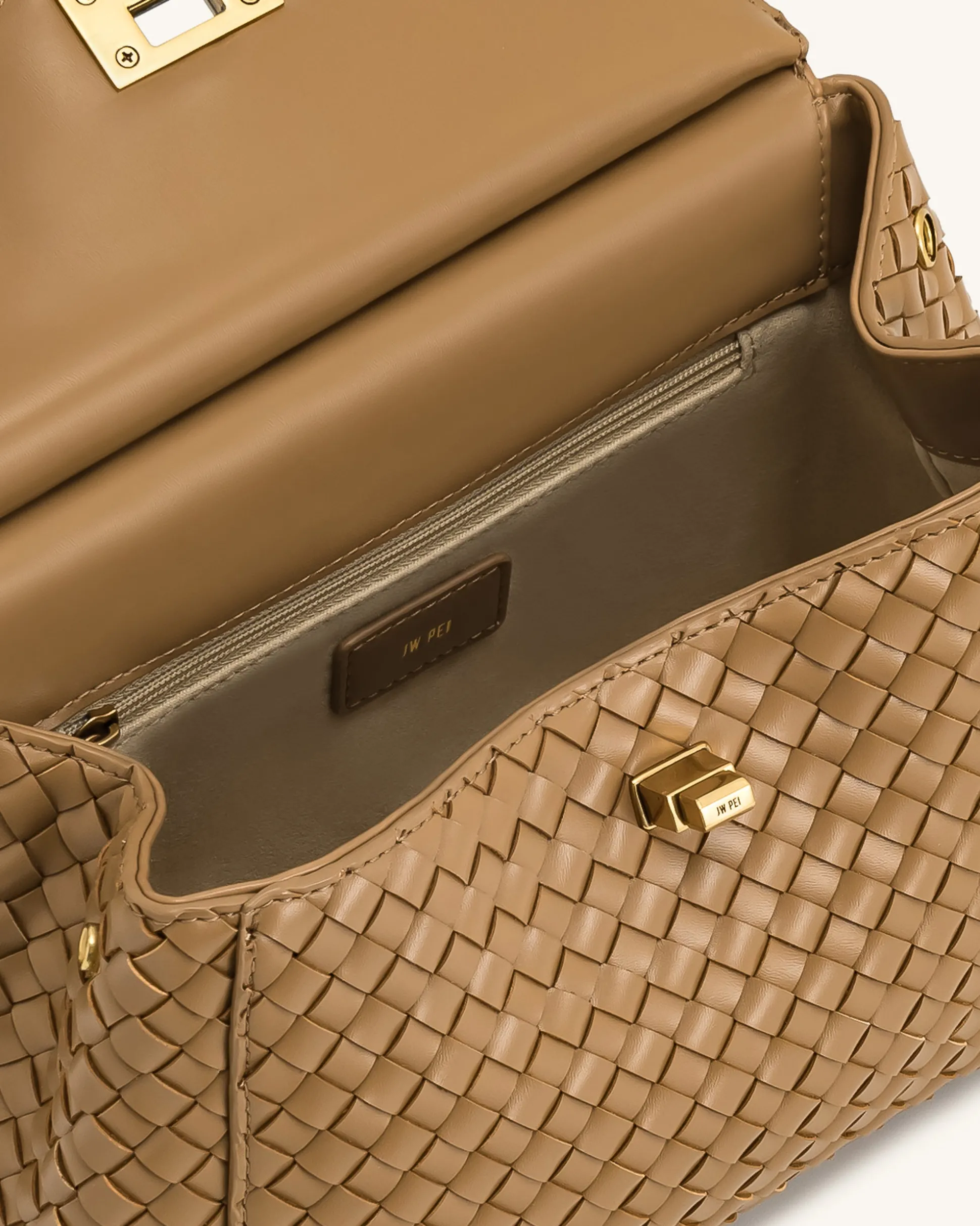 Lucia Classic Top Handle Woven Bag - Brown
