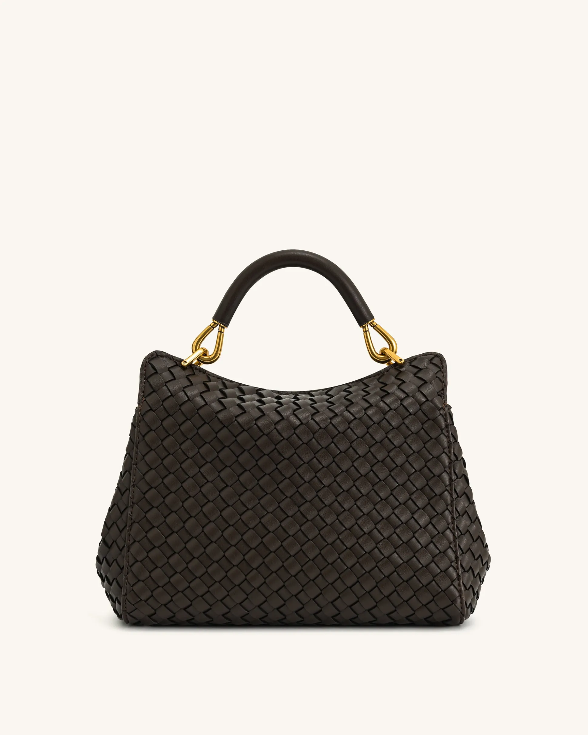Lucia Classic Top Handle Woven Bag - Dark Brown
