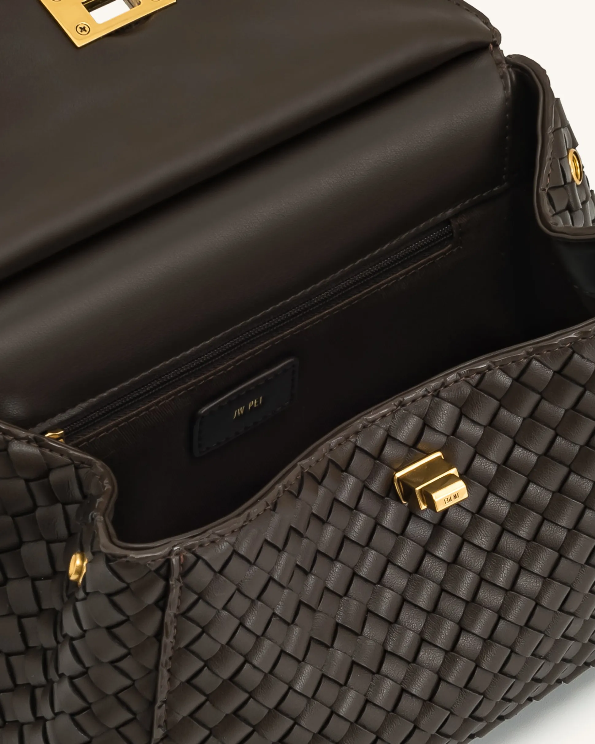 Lucia Classic Top Handle Woven Bag - Dark Brown