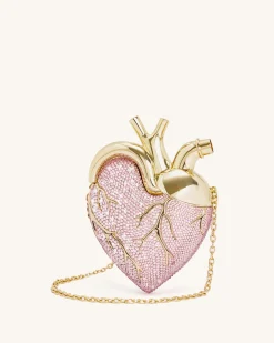 Maren Artificial Crystal Heart Shaped Bag - Pink