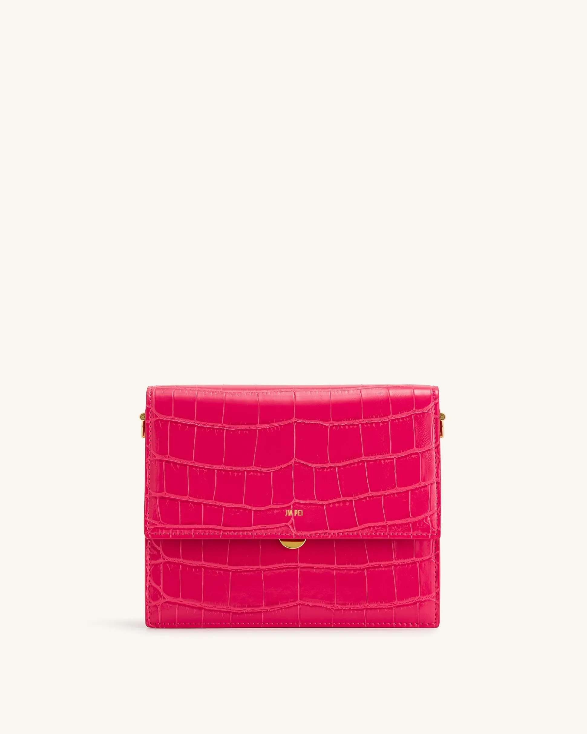 Mini Flap Crossbody - Magenta Croc