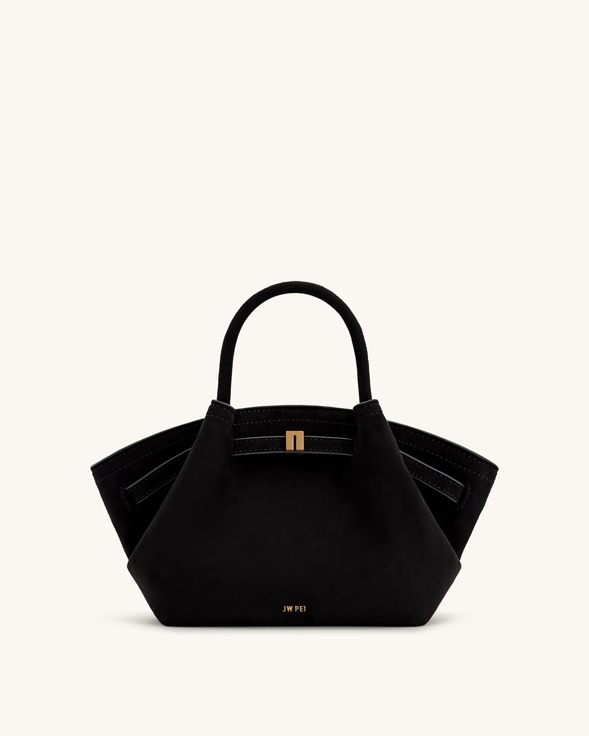 Mini Tote Bag Black Faux Suede Women bag - JW PEI Hana