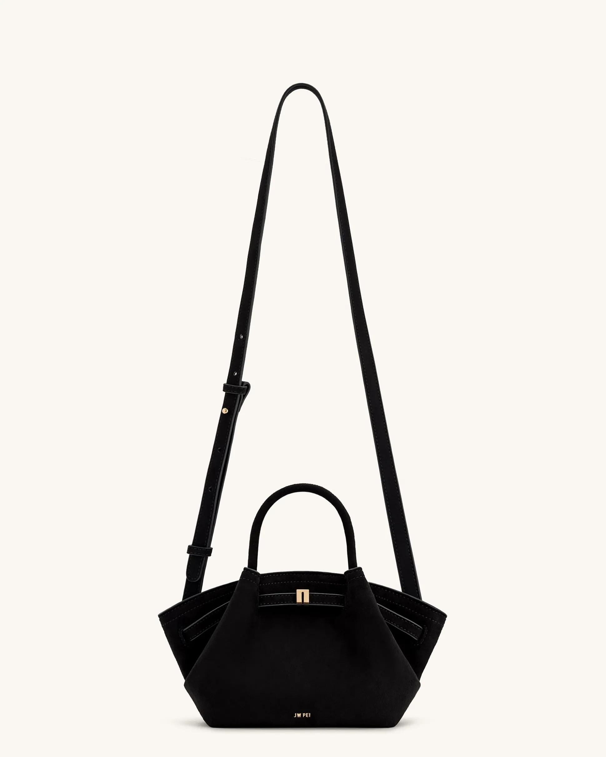 Mini Tote Bag Black Faux Suede Women bag - JW PEI Hana
