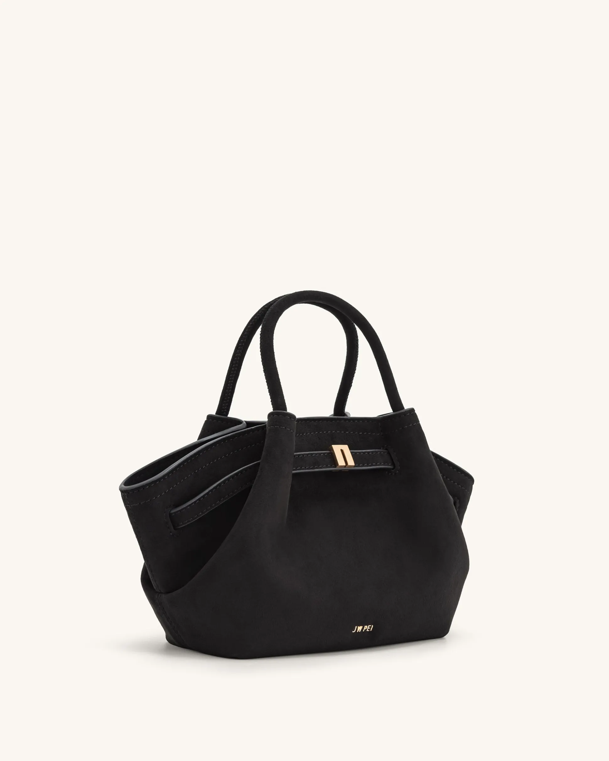 Mini Tote Bag Black Faux Suede Women bag - JW PEI Hana