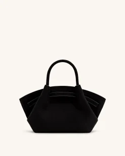Mini Tote Bag Black Faux Suede Women bag - JW PEI Hana